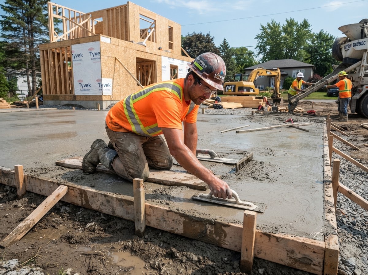 Slab being poured after demolition
